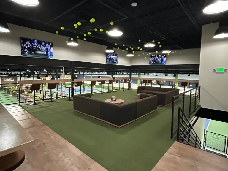 The Loft seating overlooking the courts